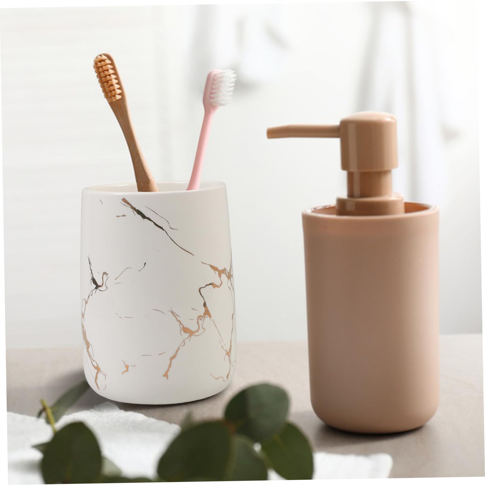 Cabilock Vaso Resistente Diseño para Cepillos de Blanco Dientes de Cerámica Moderno para Baño Accesorios de Baño Decorativos y Adecuado Doméstico