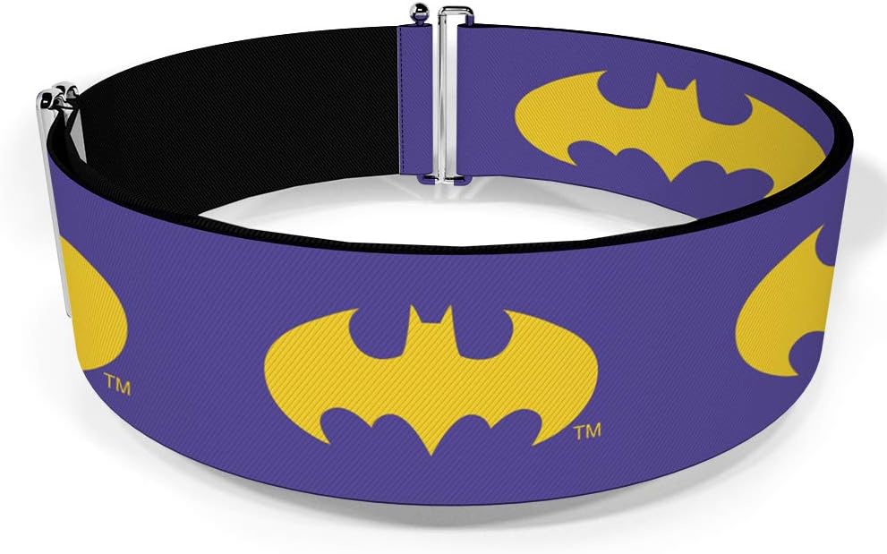 Buckle-Down DC Comics Belt, Cinch Belt Batman Signal Purple Yellow, 3.0 Inch Wide, Adjustable