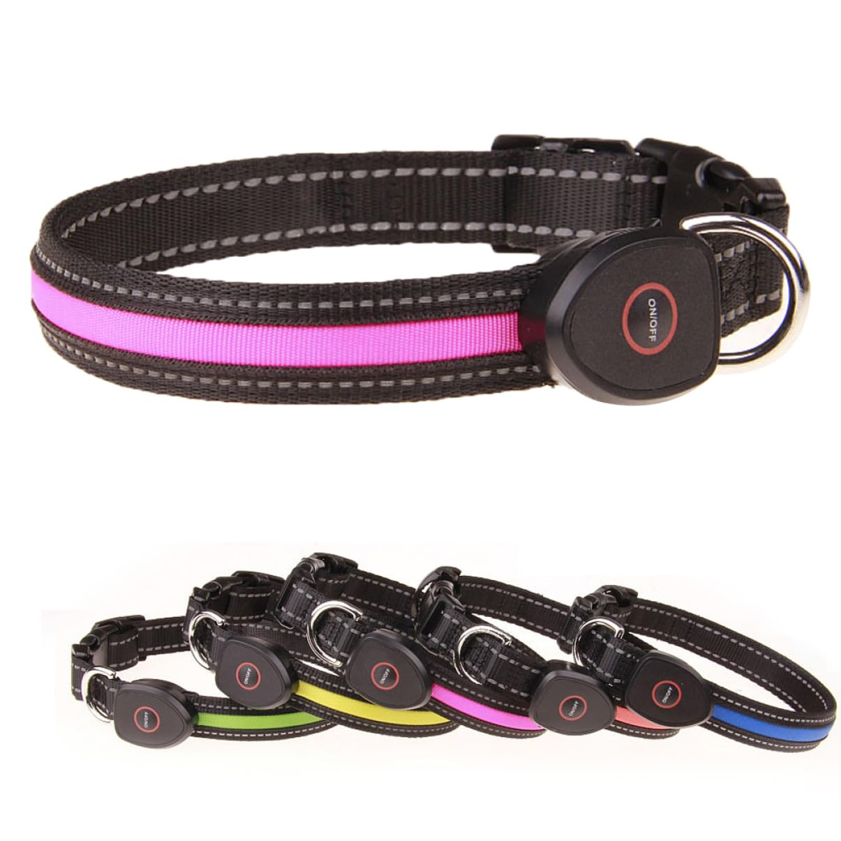 POPETPOP 3 Pezzi Collare Luminoso Per Cani Led Ricaricabile Collana Lampeggiante Per Cani Con Visione Notturna Collare Circolare Taglia L