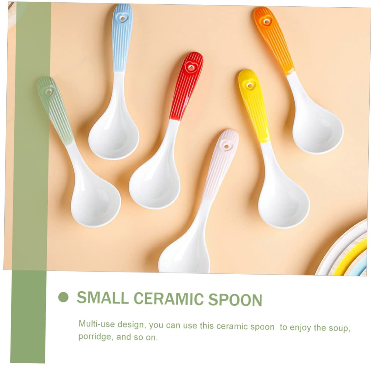 VALICLUD 6piezas Cucharas Soperas De Cerámica Para Cocina Portátiles y Reutilizables Para Gachas De Avena y Sopas El Hogar