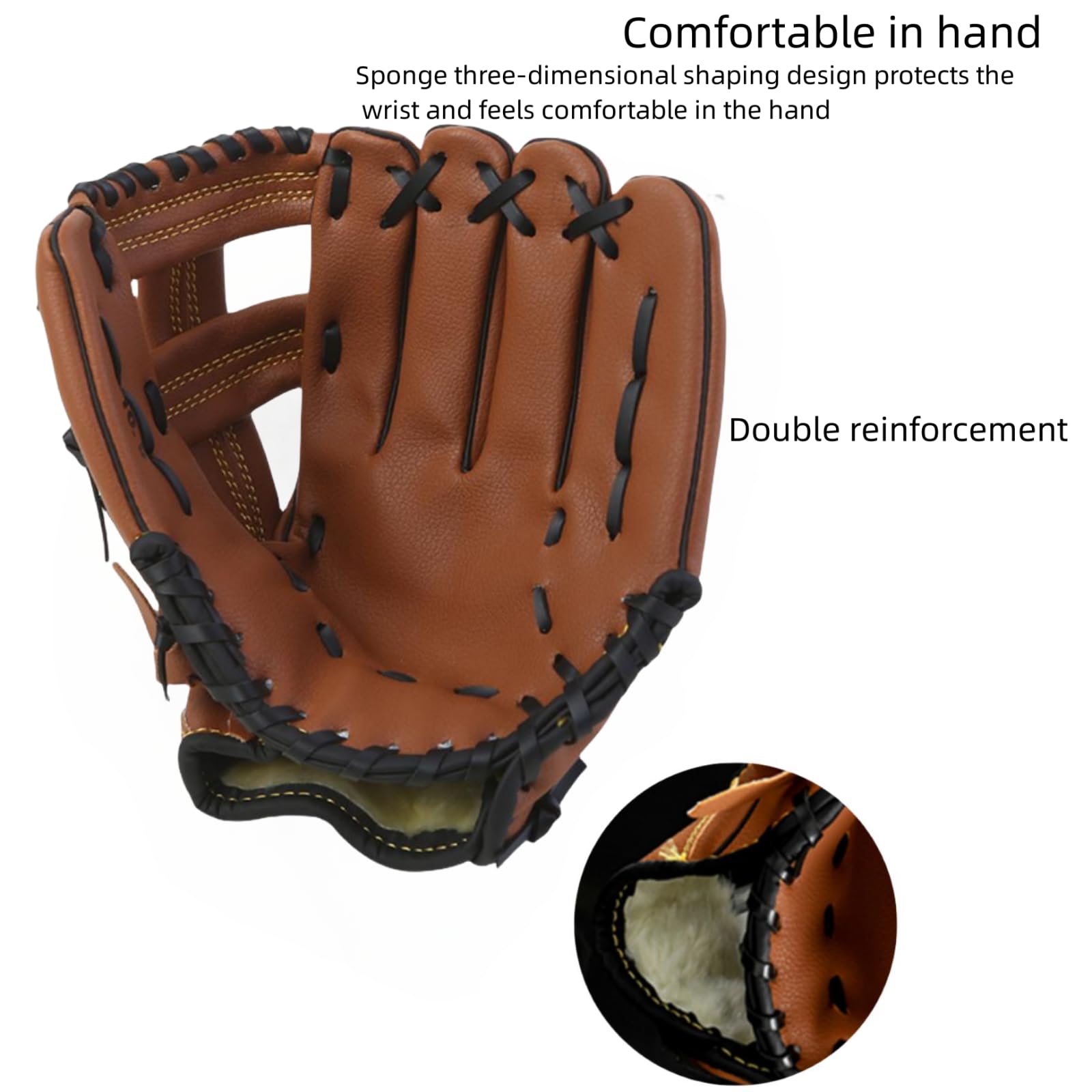 LOJAX Guanti da Baseball per Giovani e Adulti, Guanti da Baseball, Baseball 10,5, 11,5, 12,5 Pollici, Baseball Sportivo per Famiglie, Assorbimento degli Urti Integrato, Adatto ai Principianti