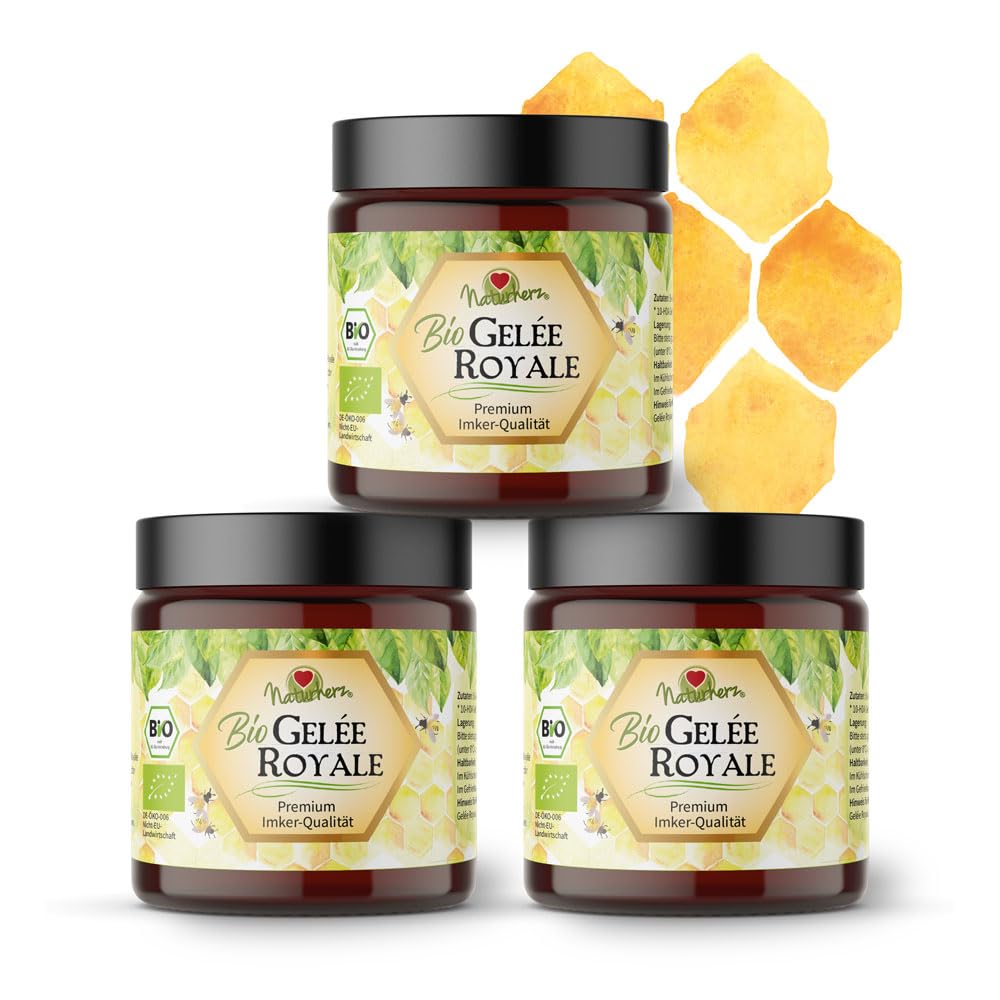 Bio Gelee Royal | Frisches Gelee in Premium Imkerqualität | OHNE Zusätze | Naturherz-Original (3 x 100 g)