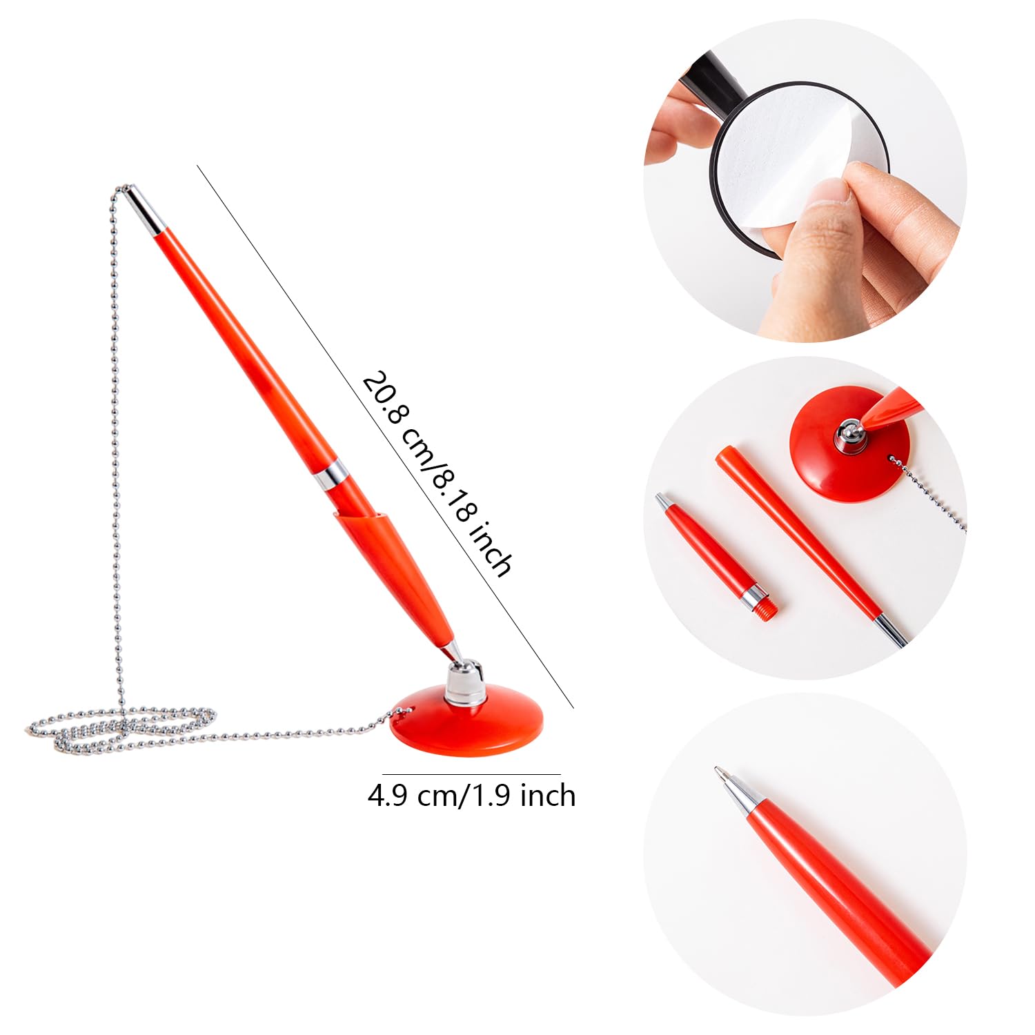 HAICN 4Pcs Pen with Chain Reception Pen Desk Set including Stand Premium Quality Standard Reception Pen Office Registration Gel Black Ink Pens for Home Office Bank Hotel - Image 2