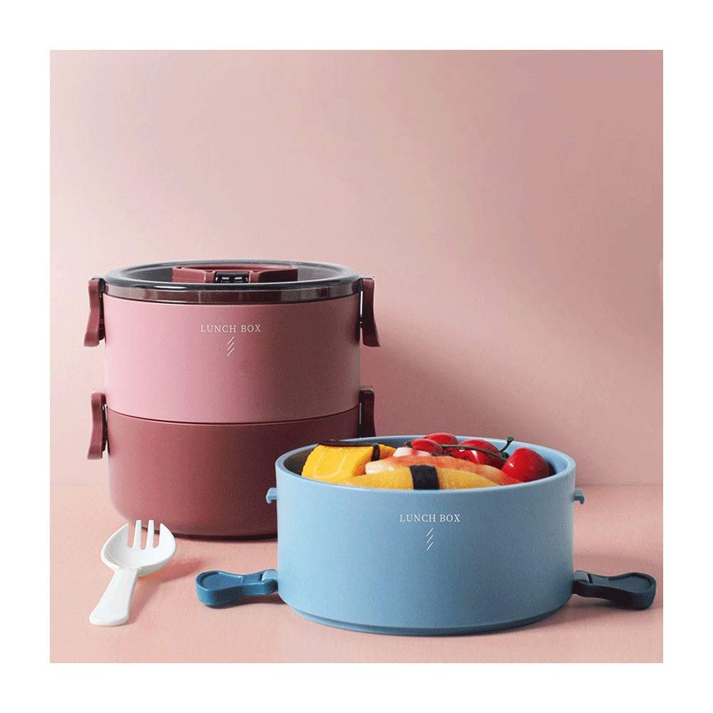 fiambrera bento, Fiambreras Bento Box de varios compartimentos, material libre BPA, contenedor térmico for alimentos for la oficina(Red 1)
