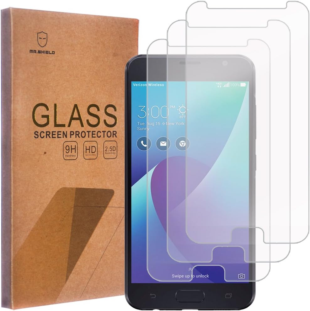 Mr.Shield [3-PACK] Designed For Asus ZenFone V (Verizon) [Tempered Glass] Screen Protector [0.3mm Ultra Thin 9H Hardness 2.5D Round Edge] with Lifetime Replacement