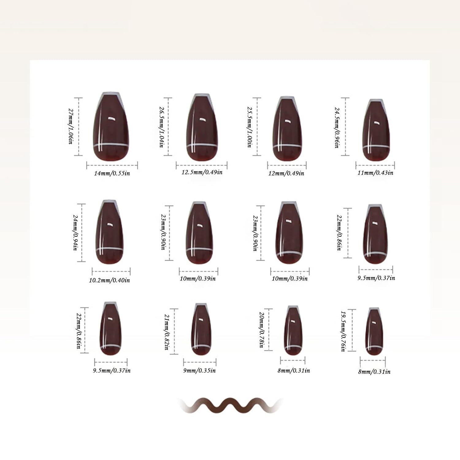 Clear Nails Ballerina French False Nail Patch Translucent Dark Brown Long Wearing Nail Finished Nail Enhancement Detachable 1ml Finger Nails (Brown, One Size) : Beauty & Personal Care