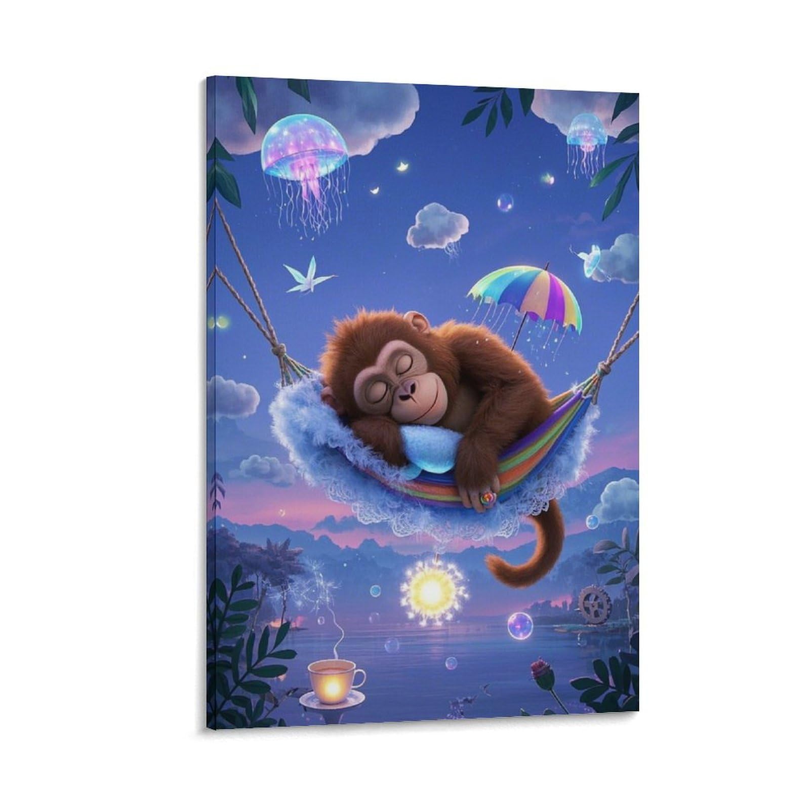 ESPLJQRYX Orangutan Wall Decor Poster Giclee Canvas Prints Modern Wall Art Picture Wall Hanging for Office Gym Living Room Decor 08x12inch(20x30cm)