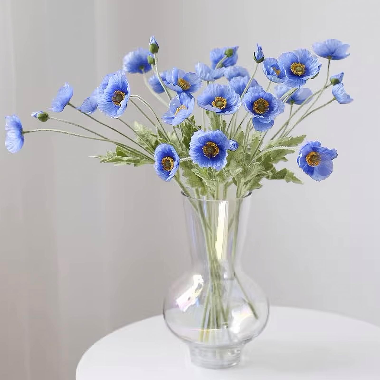 DUYONE Artificial Flowers 6 Stems Poppy Silk Bouquet,for Wedding, Home, Party Decoration,Table Centerpiece Arrangement(Blue)