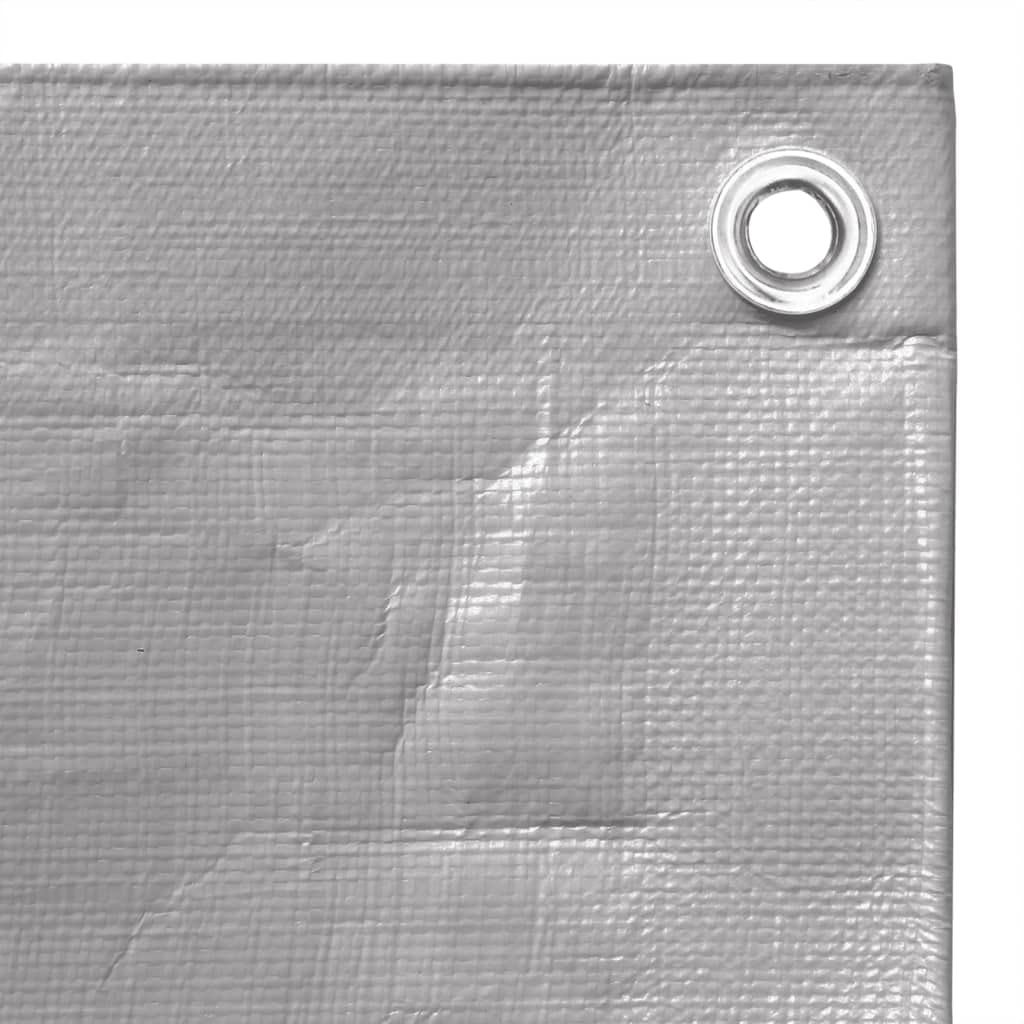 Lona de protección de 260 g/m², 3 x 5 m, color gris, HDPE, impermeable, resistente a desgarros, con ojales y fijación para jardín, terraza, balcón, piscina, muebles, vehículo, barco