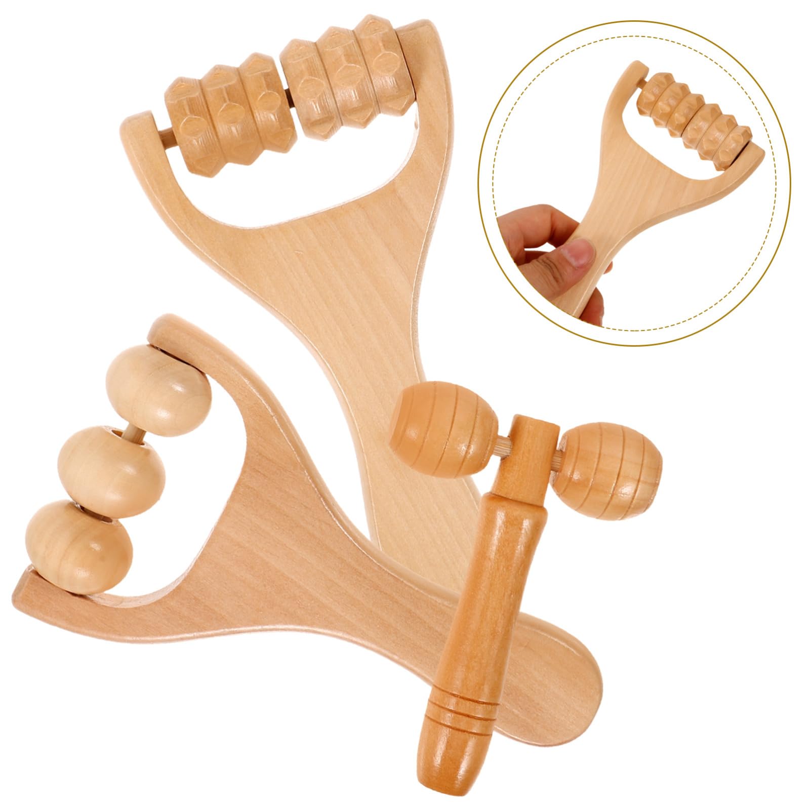 SHERCHPRY 1 Juego Rodillo de Masaje de Madera Natural para Pies y Cuerpo Herramienta de Masaje Diy con Mango Ergonómico de Dolores Musculares para Uso Profesional y Personal
