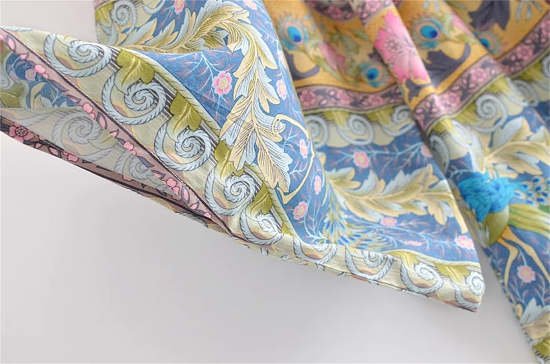 Disimlarl Kimono da spiaggia con stampa a pipistrello, da donna, con scollo a V, in cotone, corto, copricostume