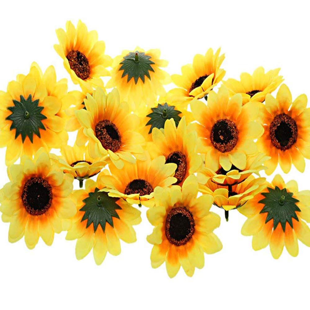 Amazon.co.jp: Yesallwas ひまわり 造花 60個セット 直径約7cm