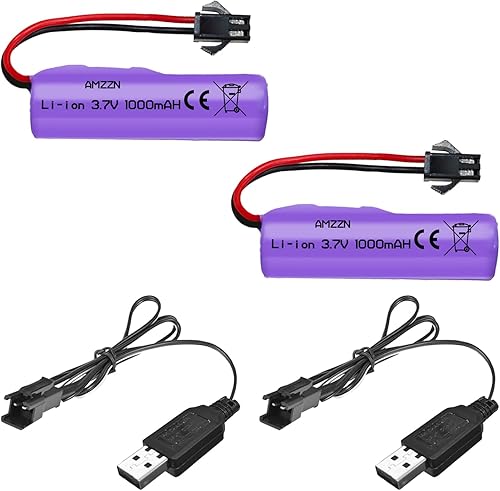 Miniatura 1 de Batería Lipo de 3.7 V 1000 mAh con cable de carga USB, batería de coche RC SM-2P enchufe para TB202 TB201 TM201 TM202 TC141 DE35 DE38 DE40 DE50 RC