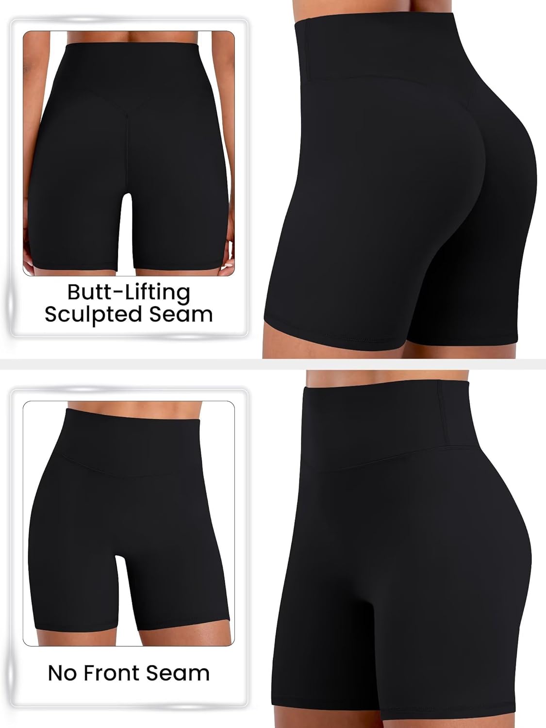 Sunzel Sustainable Butt Lifting Biker Shorts Women, High Waist No Front Seam Tummy Control Booty Scrunch Workout Yoga Shorts - Image 2