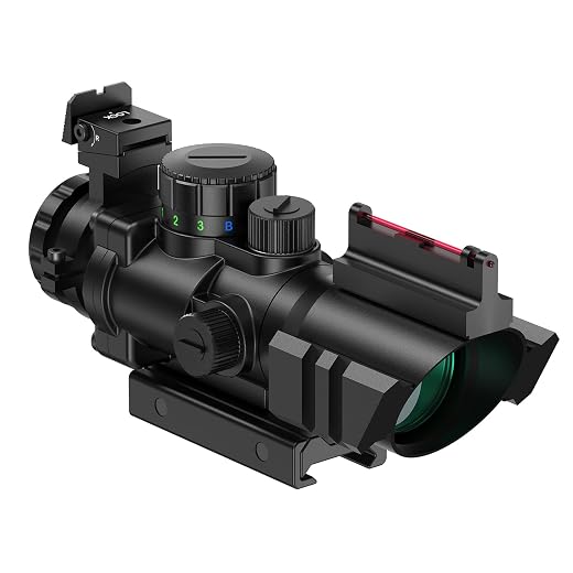 Feyachi 4x32 Red Dot Red Green Blue Point Three Levels of Brightness Sight Red Dot Hunting with Superior Fiber Optic Sight