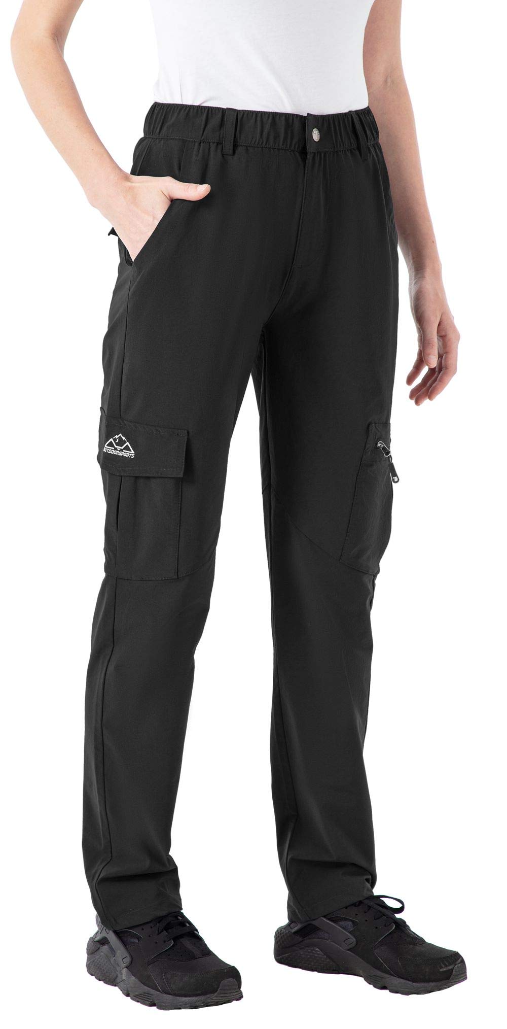 YSENTO Pantalones de senderismo para mujer, impermeables, de secado rápido, transpirables, para camping, trekking, pantalones funcionales, Negro , XXXL