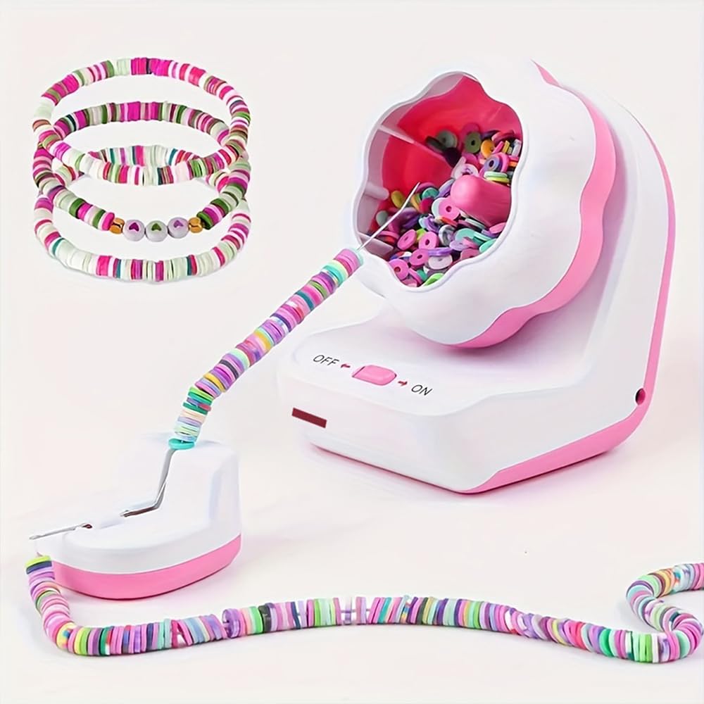 MiOYOOW Spinner Elettrico per Perline, Macchina USB per Perle Automatica con 3 Aghi per Perline, Filatore Elettrica per la Creazione di Gioielli Braccialetti Bracciali Fai da Te