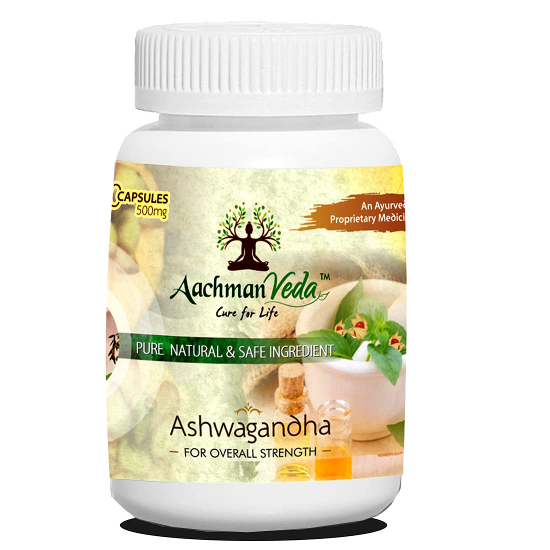 Aachman Veda ® Ashwagandha Tablets 500Mg | Boost Energy, Strength&Stamina | Helps Anxiety & Stress Relief For Men & Women (60 Capsules)