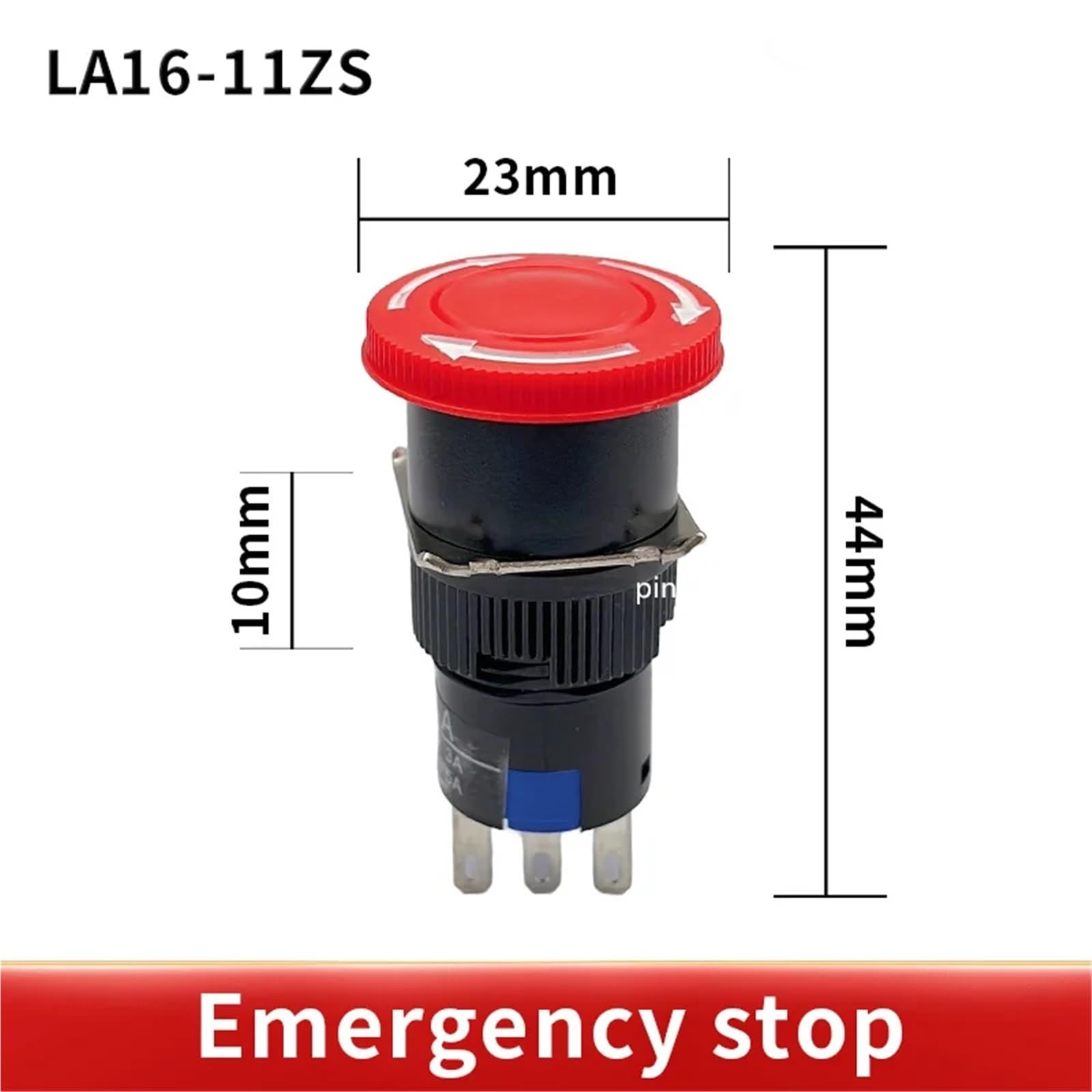 Bouton-poussoir d'arrêt d'urgence en forme de champignon rouge, 2 pièces, DC 30V 3A/AC 250V 1A