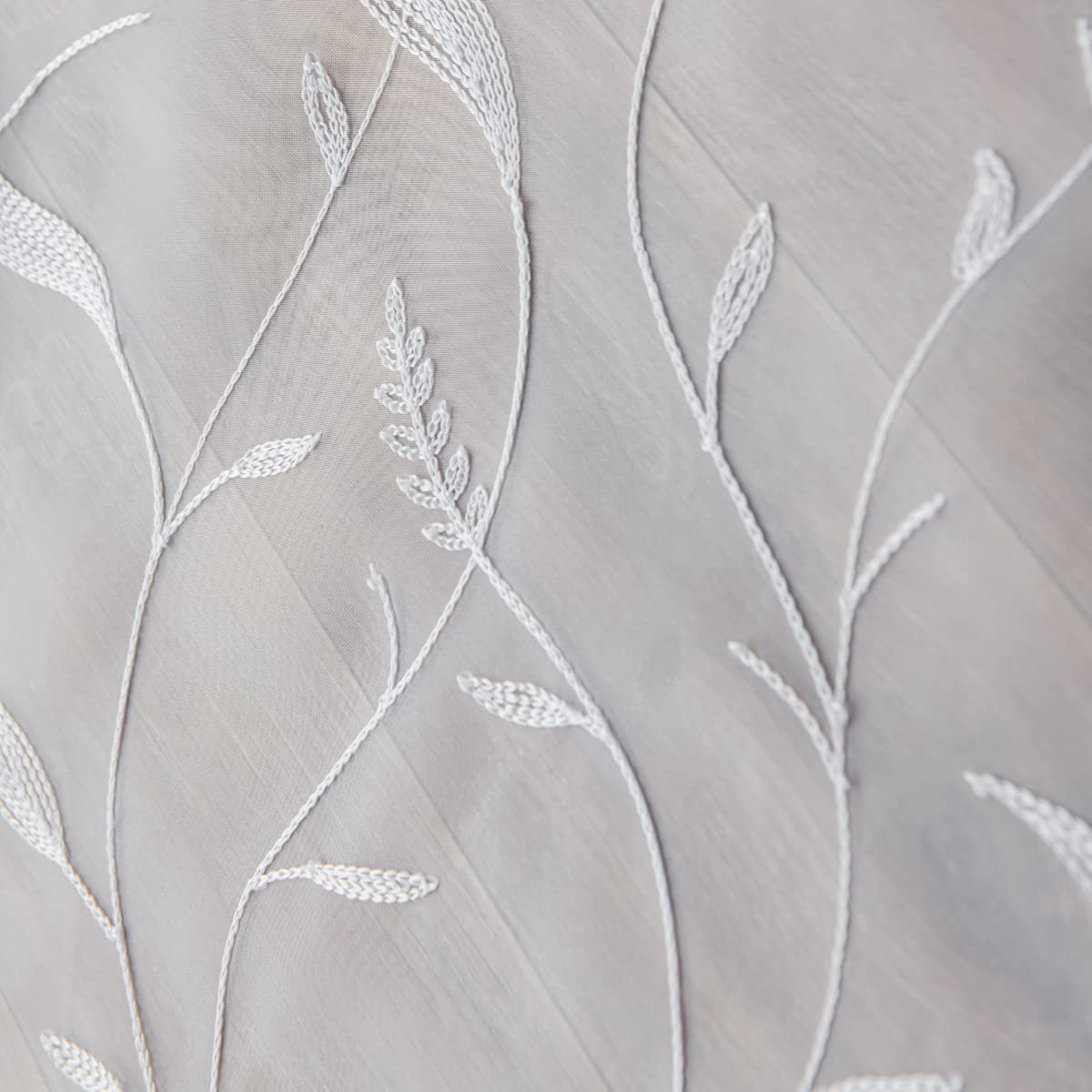 PHILEASY Window Art Three-Dimensional Embroider Leaf Sheer Curtains 72 Inches Long 2 Panels Sheer Curtain Transparent Basic Rod Pocket for Bedroom Living Room Children Room โ image 1