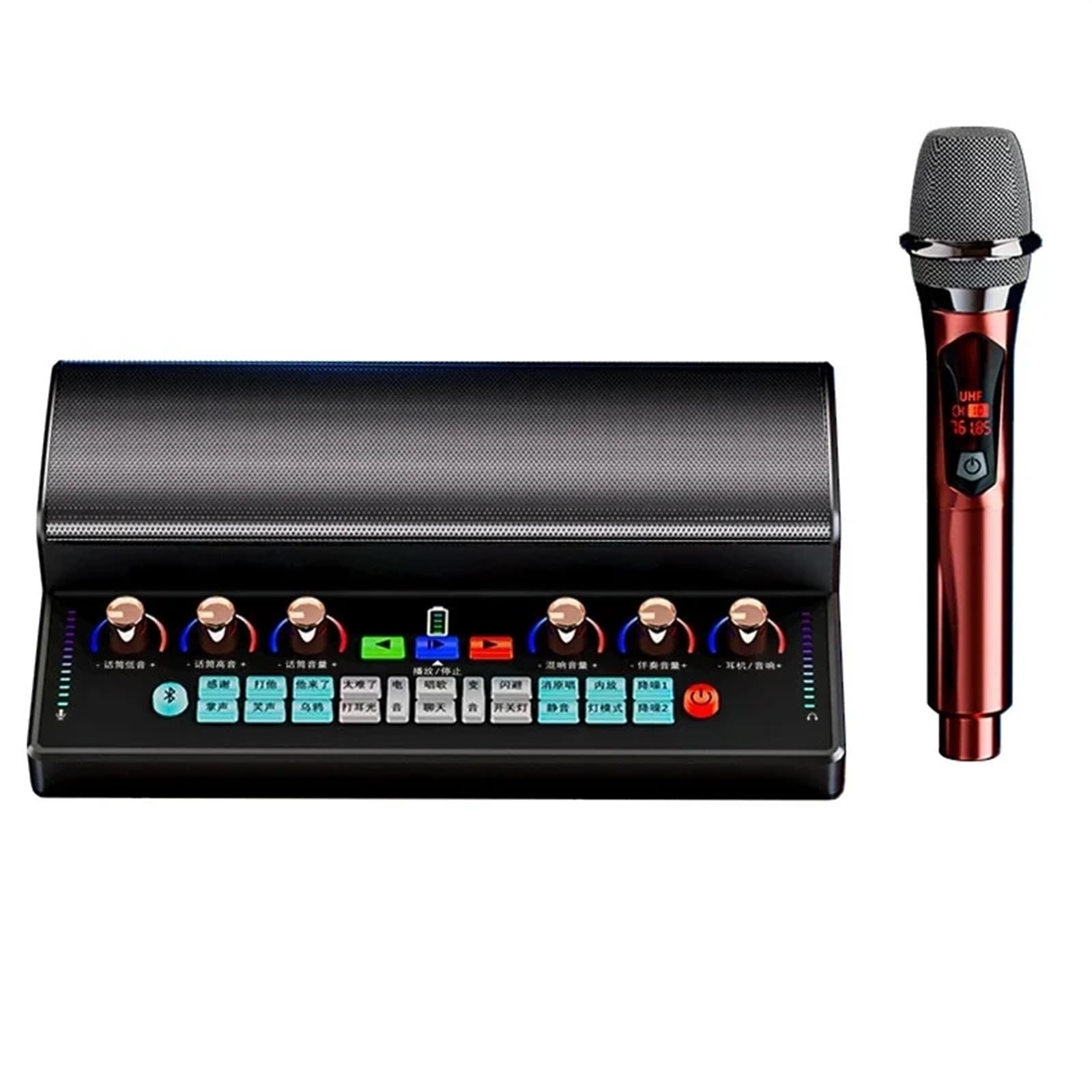 Live Broadcast Sound Card Au-dio Integrated Machine Home KTV Device Colorful Change of Voice With Mic for Phone Artisti e Band(S20 White Package 2)