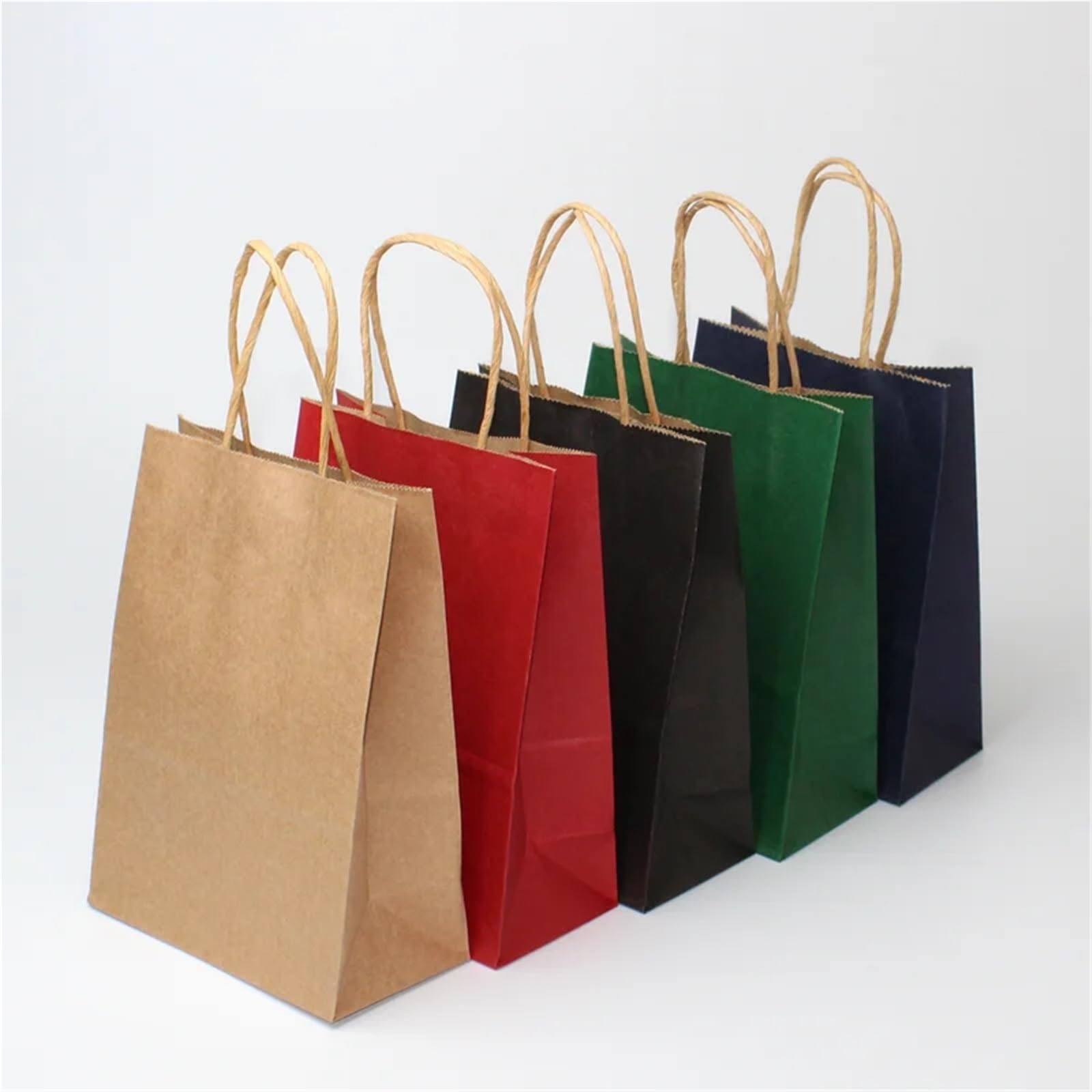 Bolsas de papel multifunción colores suaves con asas, 20 unidades, for regalo festival, compras, embalaje kraft para Envolver Regalos(Black,21x27x11cm)