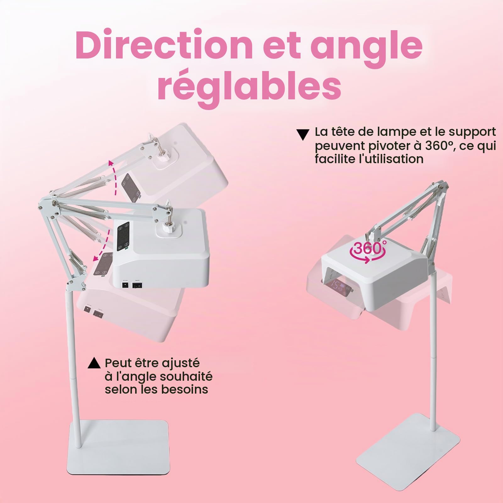 Lampe UV pour pieds 78 W sans fil Lampe de pédicure suspendue Lampe à ongles LED sur bras