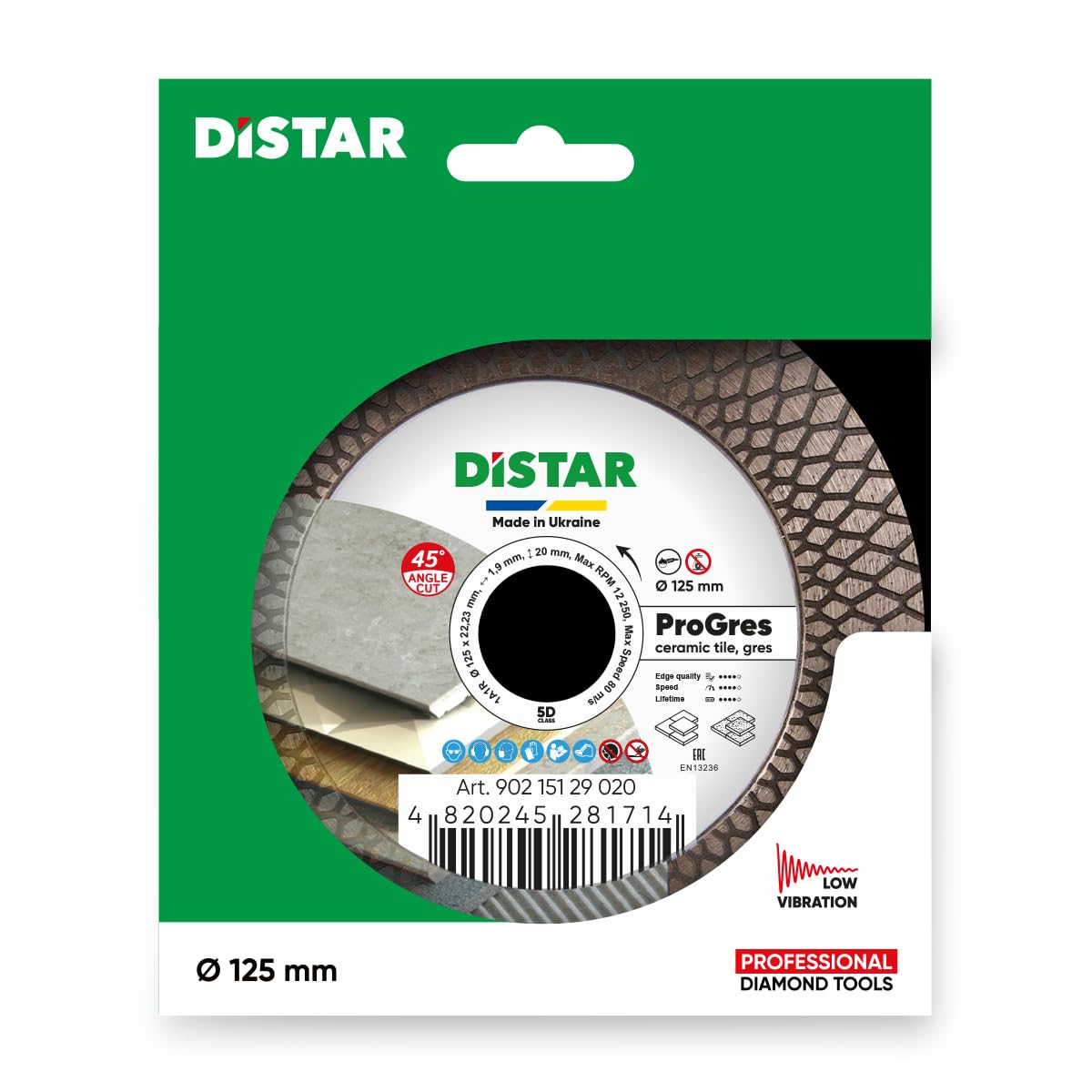 Distar Disco da taglio diamantato 1A1R 125 Pro Gres: tagliare e levigare
