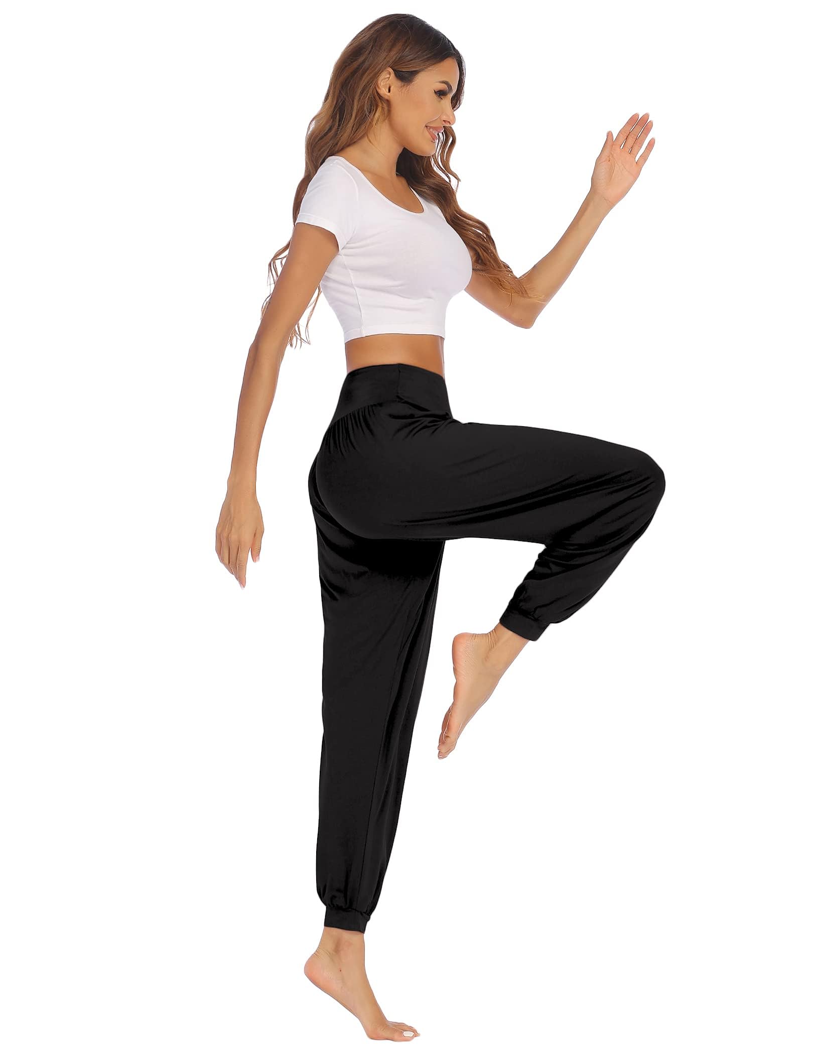 PINSPARK Pantaloni da Yoga Lunghi Harem da Donna Sportivi da Yoga da Jogging curvi Oversize Casual Sportivi Eleganti