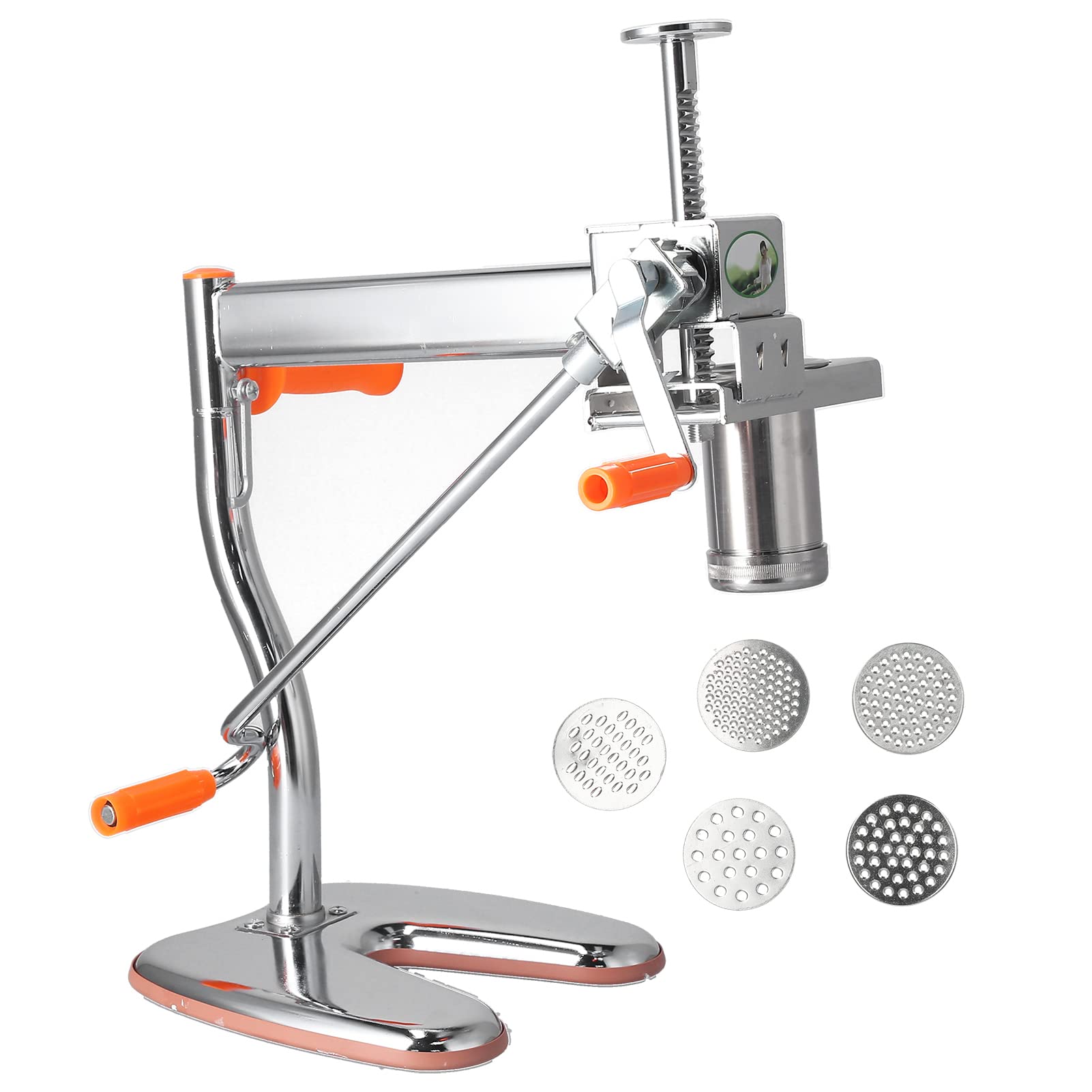 Fabricante de Fideos de Acero Inoxidable, Prensa de Pasta Manual Duradera con 7 Moldes para Fideos Caseros, Cocina Esencial para Comidas Familiares