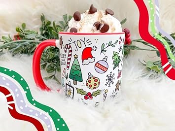 DAYS Christmas Mug, Doodled Christmas Mug, Christmas Gifts, Christmas Movie Mug, Holiday Mug, Christmas Lover Mug, Winter Mug, hot Cocoa Mug (RED)