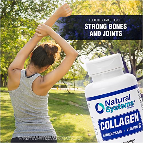 60 Capsules Collagen Plus Vitamin C By Natural Systems - Collagen Hydrolysate And Vitamin C For Vital Hair And Skin - Collagen Supplements Women And Men - Hydrolyzed Collagen Peptides Powder Pills #TOP2