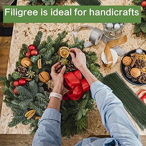 Socnitc 200Pcs Floral Wire Dark Green, 22 Gauge Flower Wire Sticks Floral Supplies 14 Inches For Bouquet Stem Wrap Floral Arranging Craft Projects Corsages, Wedding Bouquet #TOP5