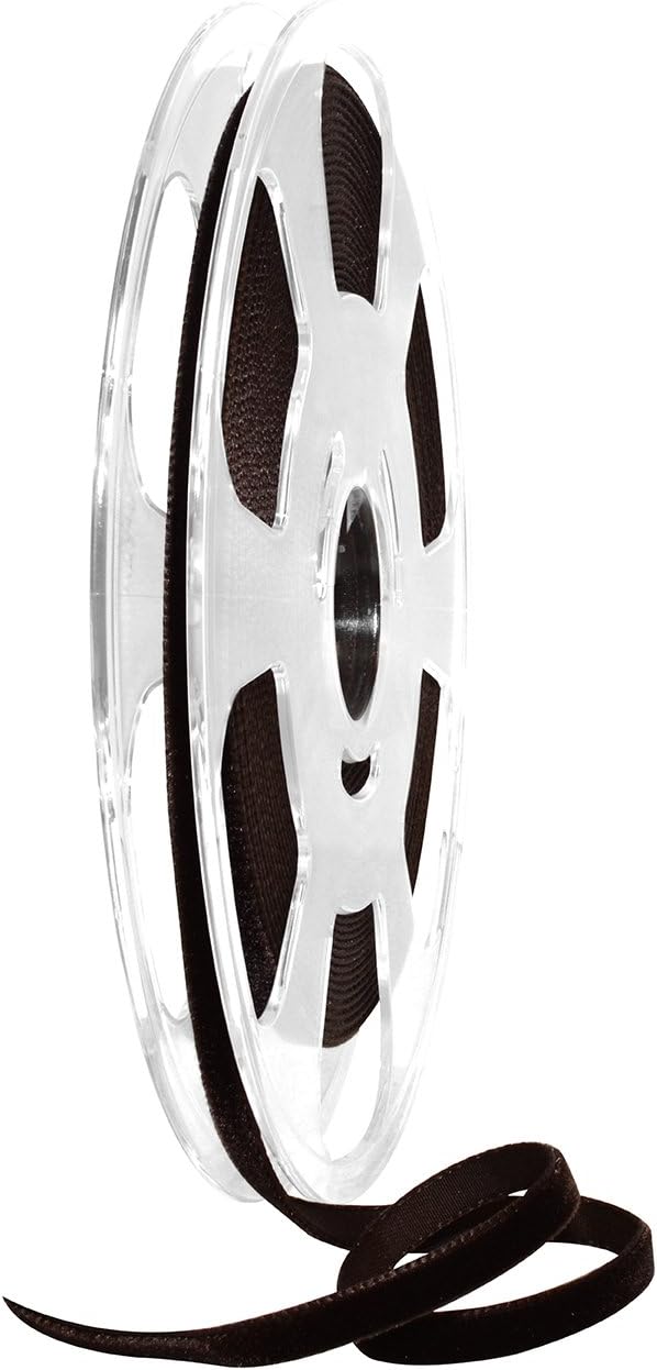 Morex Ribbon ナイロンバロア ベルベットリボン 5/16インチ x 11ヤード キューバブラウン
