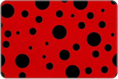 Miniatura 1 de Alfombras de área para dormitorio, sala de estar, alfombra lavable para interiores o exteriores, diseño de lunares rojos y negros