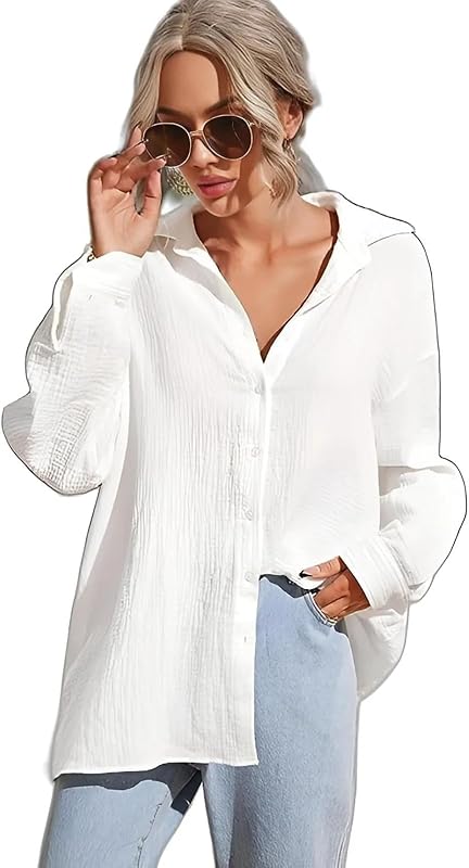 Oversized White Linen Shirt Women