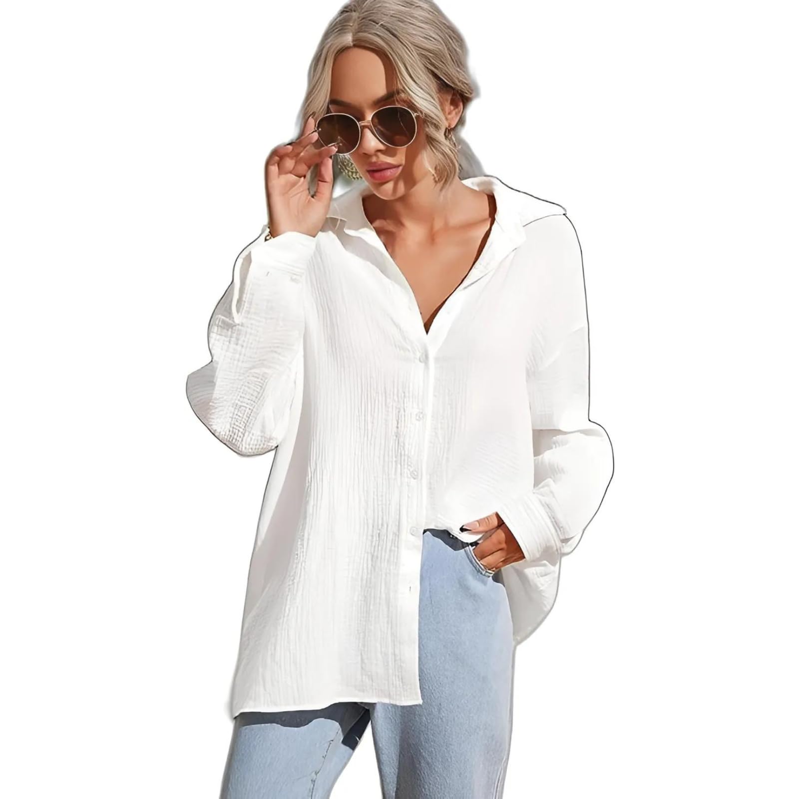 Women's Regular Fit Solid Shirt Delta Long Over Size