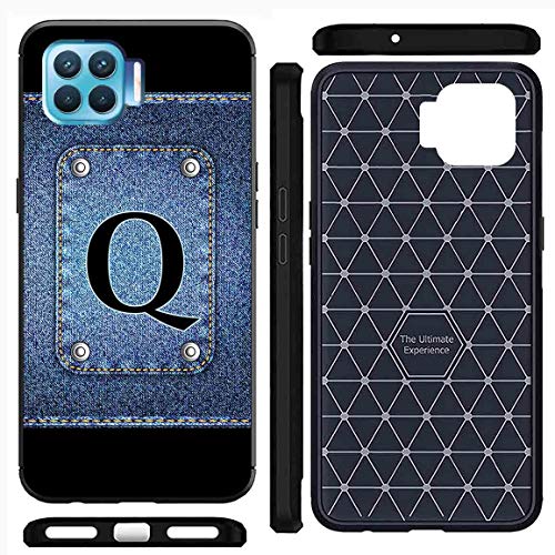 Image of Amazon Brand - Solimo Designer Button Jeans Alphabet-Q Printed Soft & Flexible Hybrid Back Case Mobile Cover for Oppo F17 Pro