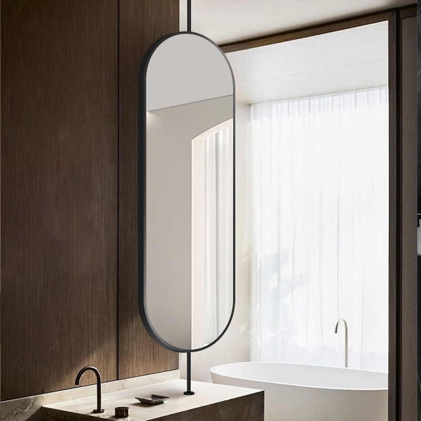 Espejos De Techo For Baño, Espejos Ovalados Pared | Espejos de tocador colgantes adecuados for baños y salones.(Rose gold,50x100cm)