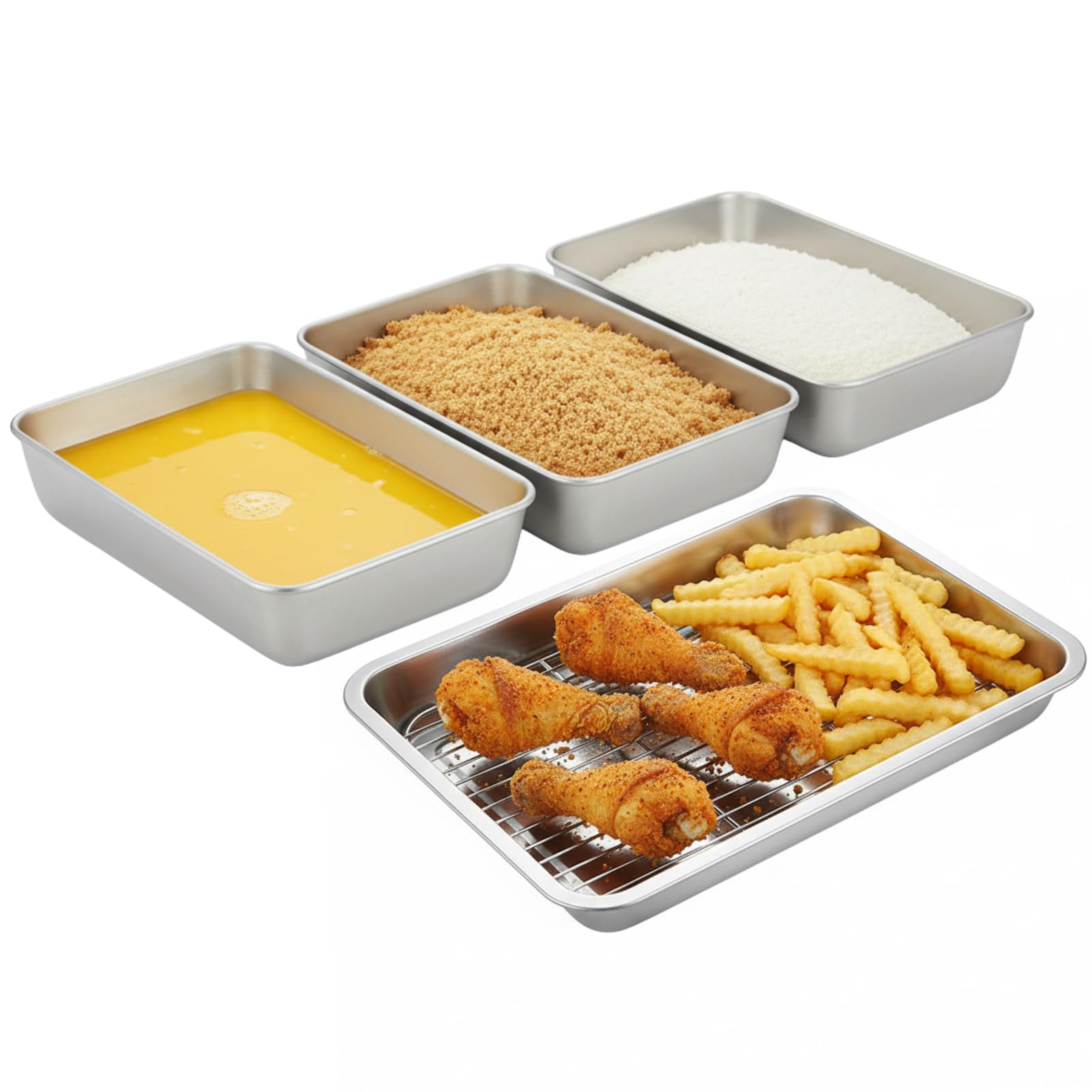 Moules à panier et plateaux de dragage en acier inoxydable pour cuisine - Lot de 3