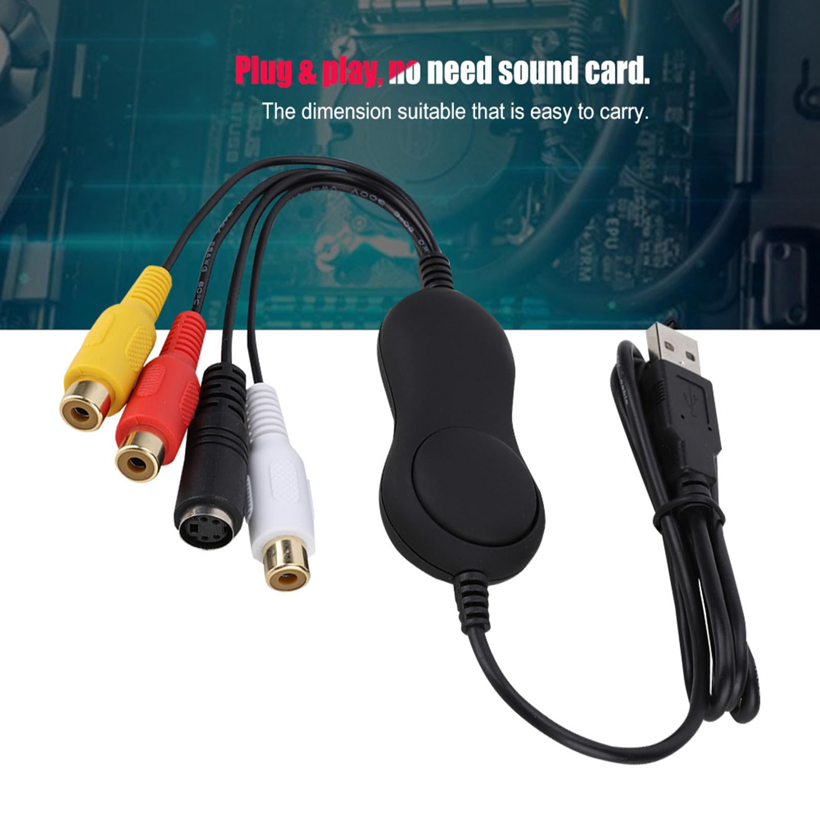 Topiky Karta do przechwytywania gier, na USB 2.0 analogowy adapter do chwytania wideo 1080P HD rejestrator kompatybilny z systemami dla Mac, dla Linux