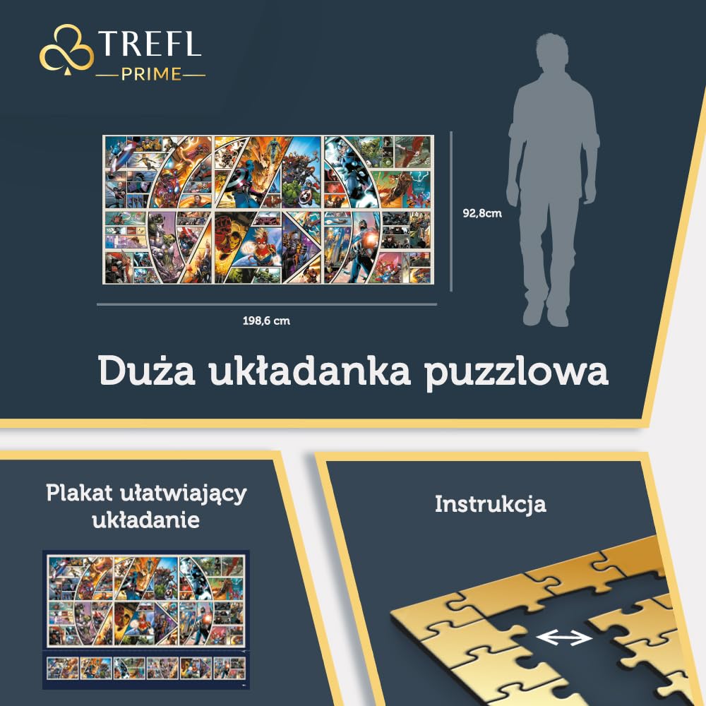 Trefl Prime - Puzzle UFT: Marvel - Across the Comic Universe - 9000 Elementów, Duża Układanka, Najgrubsza Tektura, BIO, EKO, Kolaż z Superbohaterami, Rozrywka dla Dorosłych i Dzieci od 12 Lat