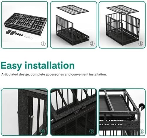 Oranland Gaiola para cães indestrutível resistente de 48/38 polegadas com rodas, caixa de cachorro d