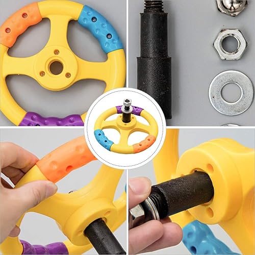 Miniatura 7 de Alipis Volante de juguete para niños para asiento trasero de automóvil, simulación, volante de conducción para niños de 16.5 pulgadas, juguete de