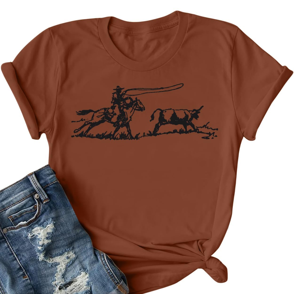 Western Rodeo Shirt Women Cowboy Cowgirl Tshirt Country Music Outfit
