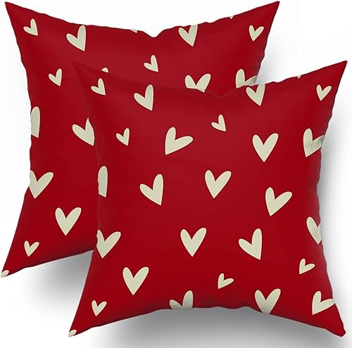 Juego de 2 fundas de almohada para el dĂa de San ValentĂn de 18 x 18 pulgadas, fundas decorativas de algodĂłn con diseño de corazĂłn de amor rojo, Juego de 2 fundas de almohada para el dĂa de San ValentĂn de 18 x 18 pulgadas, fundas decorativas de algodĂłn con diseño de corazĂłn de amor rojo,
