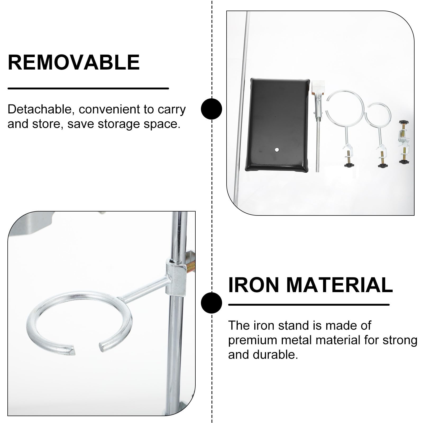 jojofuny Support de Laboratoire Anneaux de Support Métalliques Argenté Facile à Démonter et Portable pour Expériences de Chimie et Physique