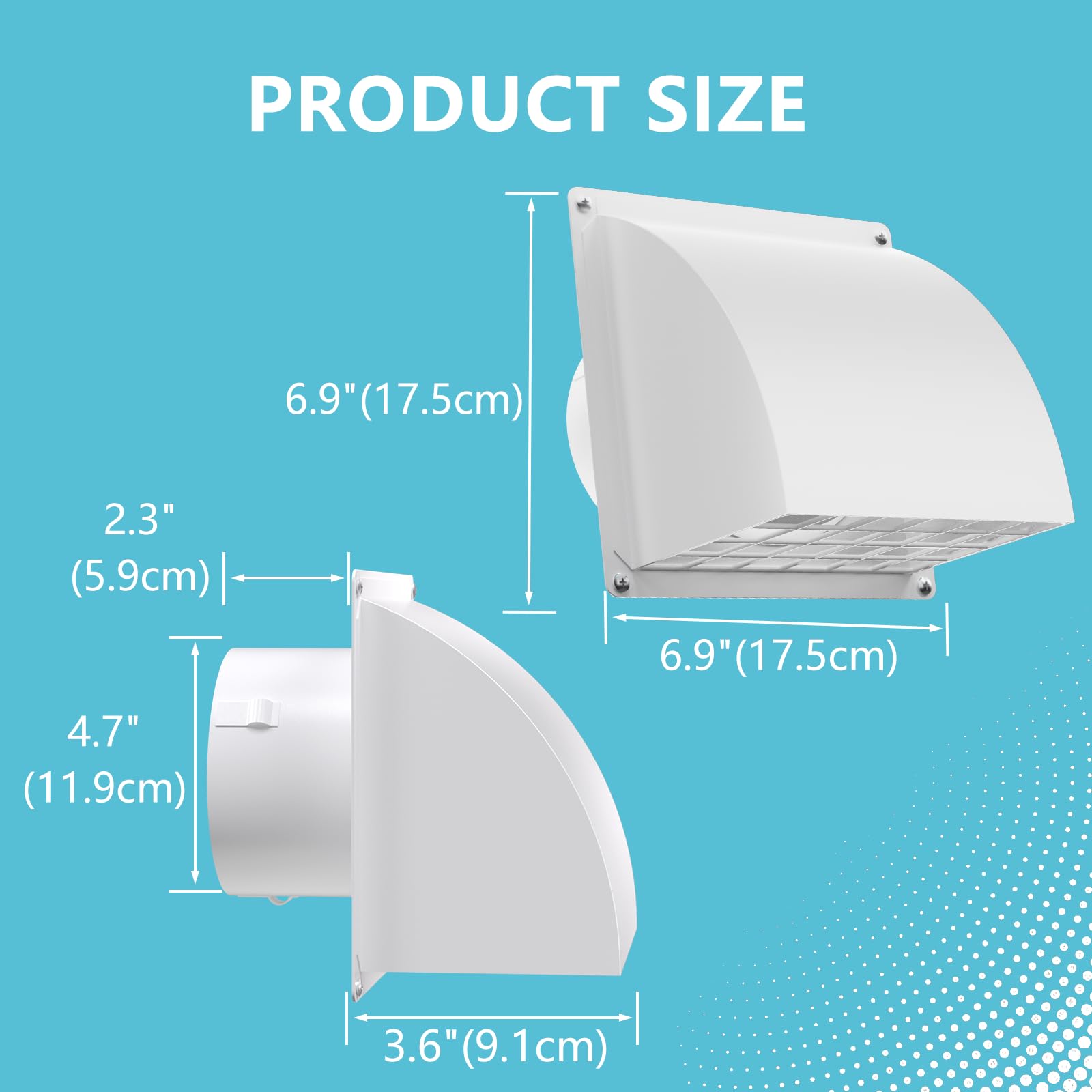 HG Power Grille Aeration 125mm Blanc – Clapet anti-retour & grille anti-insectes gros maillage, sortie murale métal Ø12.5 cm – Pour sèche-linge, cuisine, salle de bain, extérieur