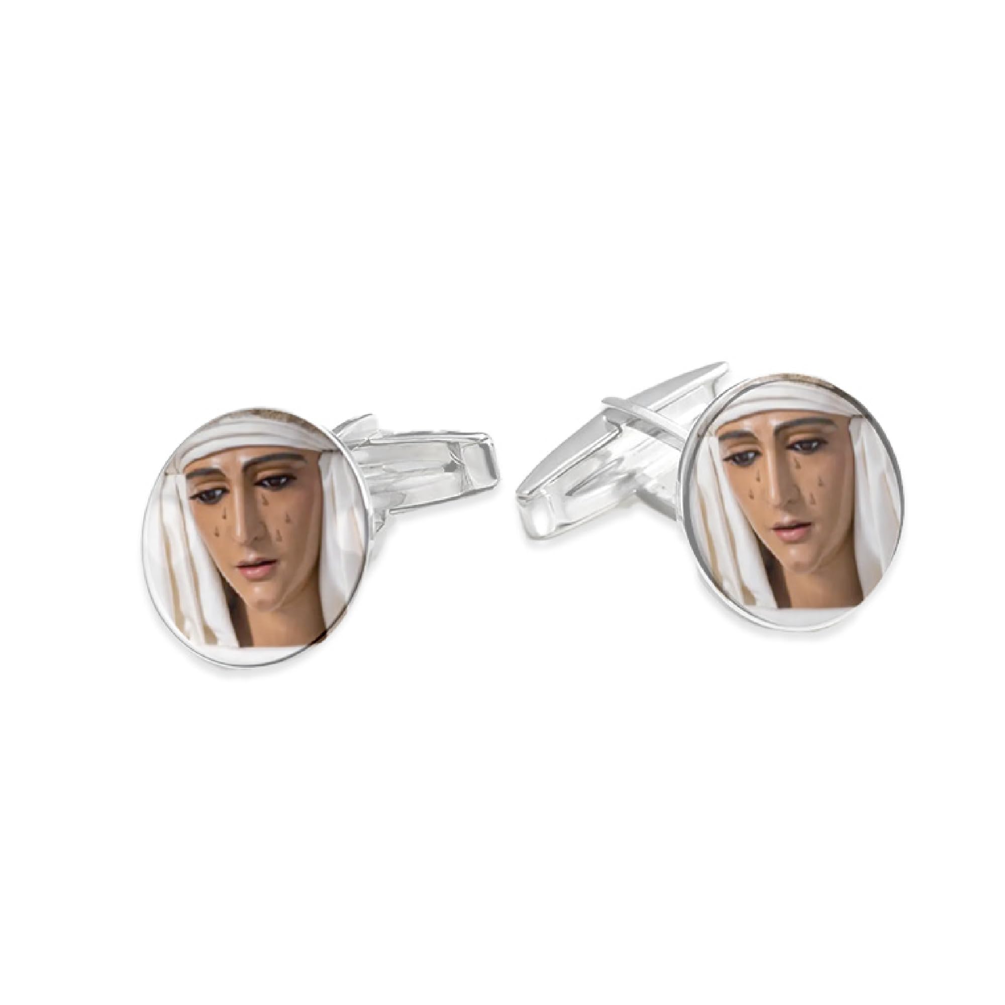 Pla Pla Pla Gemelos para Hombre Personalizado con foto Esperanza de Triana. Par de Gemelos circulares, para Bodas Plata. Gemelos para Camisa Traje Esmoquin. Regalo día del padre, regalo padrino