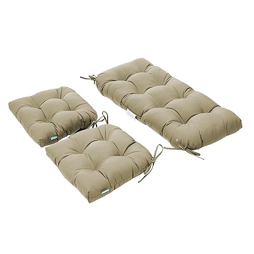 QILLOWAY Outdoor/Indoor Patio Wicker Seat Cushions with Ties Group Loveseat/Two